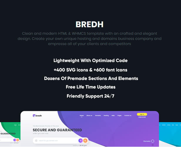 Bredh - Multipurpose Web Hosting with WHMCS Template